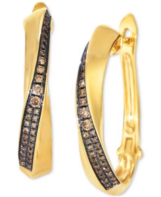 Le Vian - Chocolatier Chocolate Diamond Hoop Earrings (1/4 ct. t.w.) in 14k Honey Gold