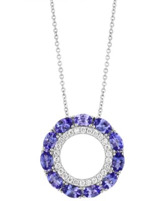 EFFY Collection - Tanzanite (2-5/8 ct. t.w.) & Diamond (1/3 ct. t.w.) Circle Pendant 18"Necklace in 14k White Gold