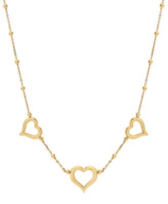 Macy's - Polished Triple Open Heart Station 18" Collar Necklace in 10k Gold
