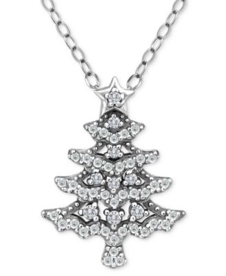 Giani Bernini - Cubic Zirconia Christmas Tree Pendant Necklace, 16" + 2" extender