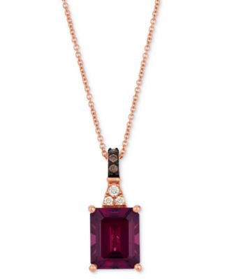 Le Vian - Rhodolite (3-5/8 ct. t.w.) & Diamond (1/20 ct. t.w.) 20" Adjustable Pendant Necklace in 14k Rose Gold