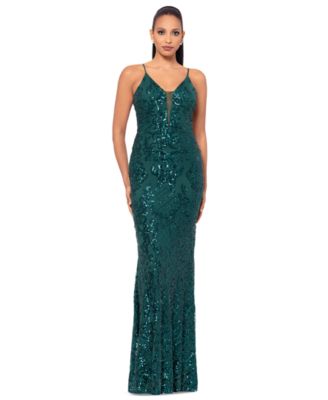 B&A By Betsy and Adam - Women's Sequin Embellished Sleeveless Gown