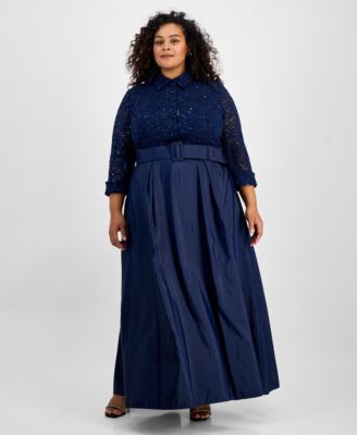 Alex Evenings - Plus Size 3/4-Sleeve A-Line Gown