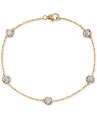Macy's - Diamond Bezel-Set Cable Link Chain Bracelet (1/2 ct. t.w.) in 14k Gold