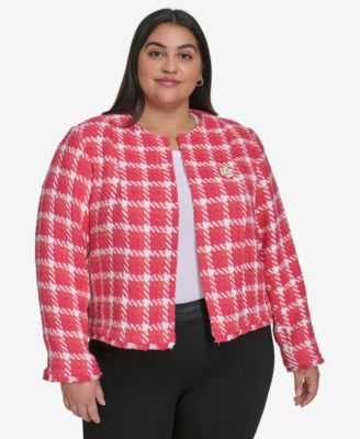 KARL LAGERFELD PARIS - Plus Size Open Tweed Short Jacket