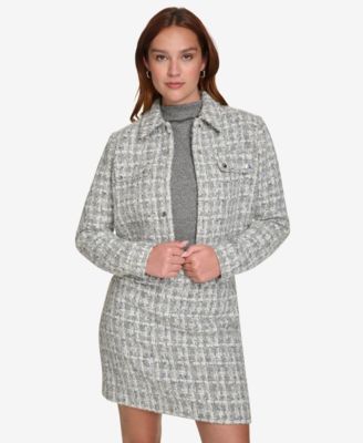 Calvin Klein - Women's Tweed Button-Front Jacket