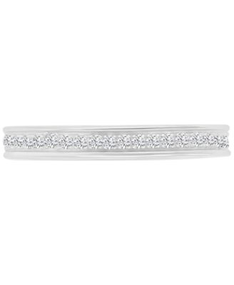 Macy's - Cubic Zirconia Square Style Accented Band in Sterling Silver