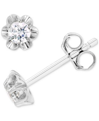Macy's - Diamond Six Prong Scallop Edge Solitaire Stud Earrings (1/4 ct. t.w.) in 14k White Gold