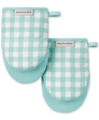 KitchenAid - Gingham-Print Mini Oven Mitts, Set of 2