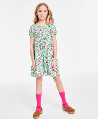 Epic Threads - Girls Berry Puff Sleeve Smocked Dress