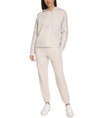 Calvin Klein - Women's Logo Stripe High-Low Pullover Hoodie