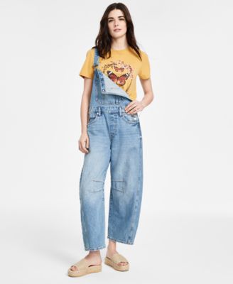 Lucky Brand - Women's Cotton Denim Barrel-Leg Overalls