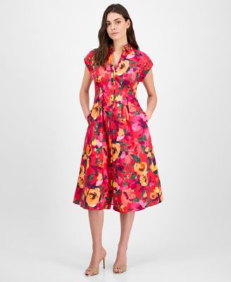 julia jordan - Women's Floral-Print Button-Front Midi Dress