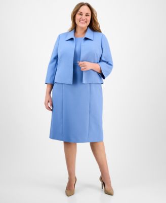 Le Suit - Plus Size Cropped Open-Front Jacket & Empire-Seamed Sheath Dress