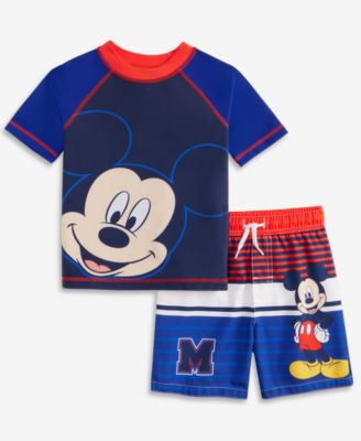 Mickey Mouse - Toddler Boys Rash Guard & Swim Trunks Set