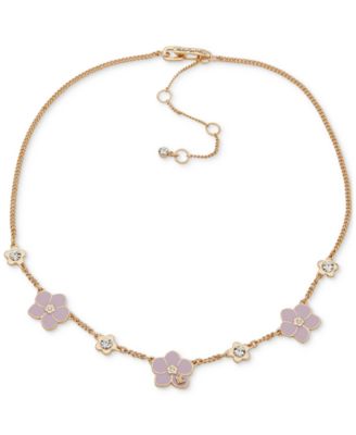 KARL LAGERFELD PARIS - Gold-Tone Crystal & Color Flower Statement Necklace, 16" + 3" extender