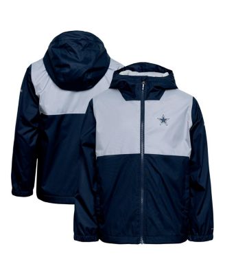 Columbia - Big Boys and Girls Navy Dallas Cowboys Rainy Fields Lined Omni-Tech Full-Zip Hoodie Jacket
