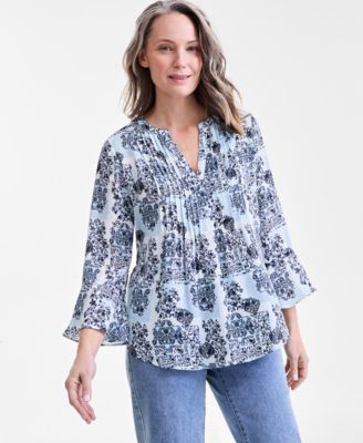 Style & Co - Women's Printed Pintucked Top
