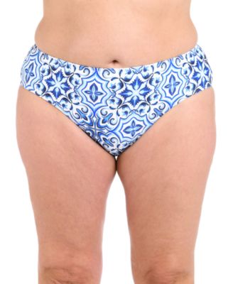 La Blanca - Plus Size Alboran Printed Tummy-Control Bikini Bottoms