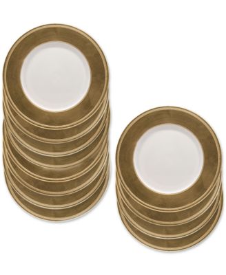 American Atelier - Leaf Rim with White Charger Plates, Set of 12