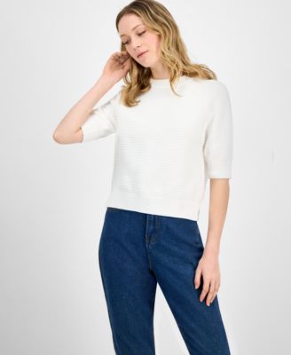 French Connection - Women's Lily Cotton 3/4-Sleeve Knit Sweater