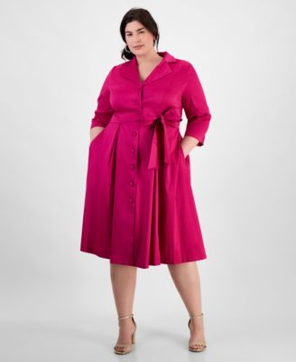 Alex Evenings - Plus Size Notched Collar 3/4-Sleeve Shirtdress