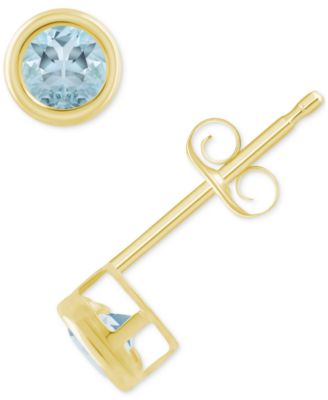 Macy's - Gemstone Round Stud Earrings in 10k Yellow Gold or White Gold