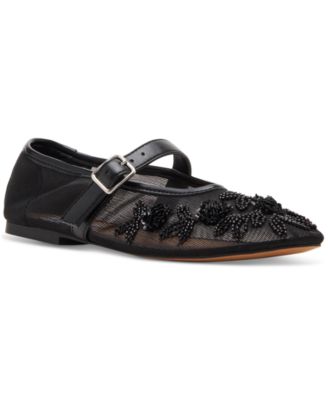 Steve Madden - Women's Dreaming Beaded Mesh Mary Jane Flats