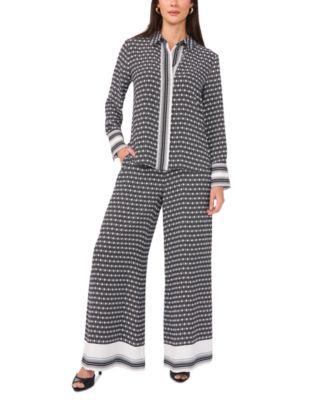 Vince Camuto - Women's Printed Mid-Rise Wide Leg-Pants