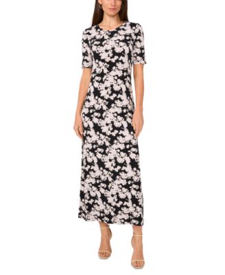 Vince Camuto - Women's Printed Round-Neck A-Line Maxi Dress