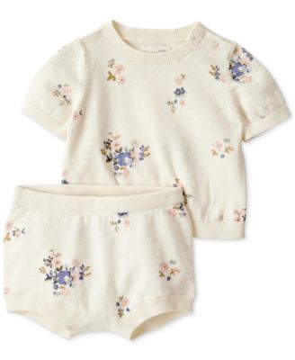 Carter's - Baby Girls 2-Pc. Organic Cotton Floral Top & Shorts Sweater Set