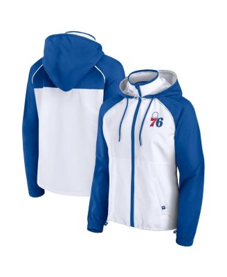 Fanatics - Women's White/Royal Philadelphia 76ers Anorak Raglan Full-Zip Hoodie Jacket