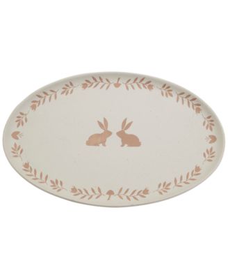 Haven - 16" Bunny Print Ceramic Oval Serving Platter