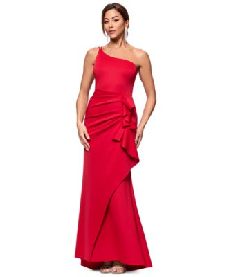 XSCAPE - Petite Ruffled One-Shoulder Gown