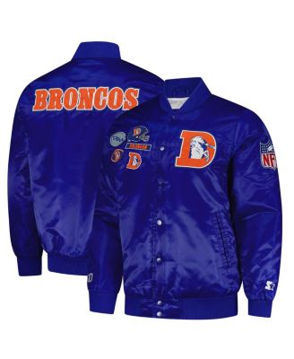 Starter - Men's Royal Denver Broncos Exclusive Satin Full-Snap Varsity Jacket