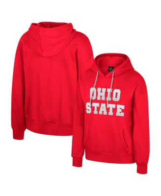 Colosseum - Women's Scarlet Ohio State Buckeyes Reflection Rhinestone Drawcord Pullover Hoodie