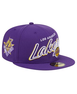 New Era - Men's  Purple Los Angeles Lakers Sport Night Script Sided 59FIFTY Fitted Hat