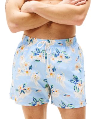 Tommy Hilfiger - Men's Tropical Floral Print Drawstring 5" Swim Trunks