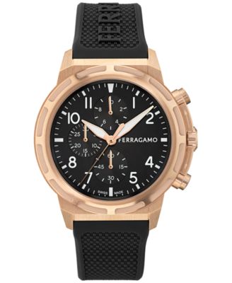 Ferragamo - Men's Swiss Chronograph Sport Black Silicone Strap Watch 44mm