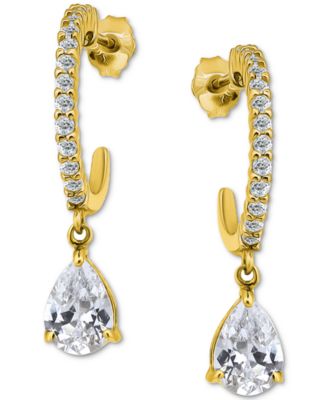 Giani Bernini - Cubic Zirconia Pear Hoop Earrings (2-5/8 ct. t.w.) in 18k Gold over Sterling Silver