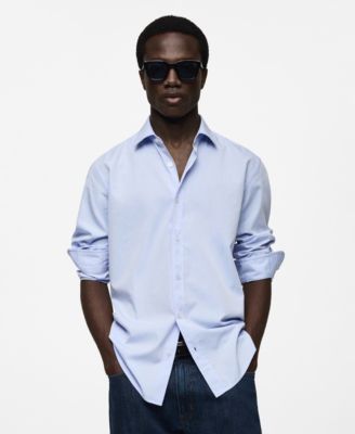MANGO - Men's EU Regular Fit End-On-End Cotton Shirt
