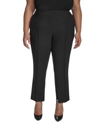 DKNY - Plus Size Mid-Rise Zipper-Pocket Split-Hem Pants