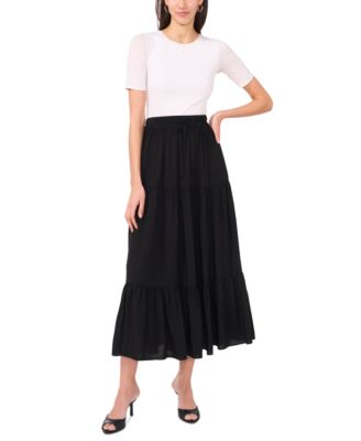 Sam & Jess - Women's Challis Tie-Waist Tiered Skirt