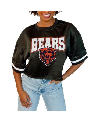 Gameday Couture - Women's Black Chicago Bears Mesh Fashion Cropped Jersey Top