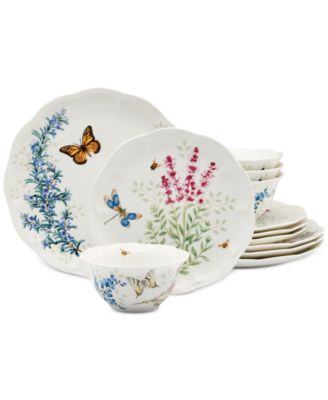 Lenox - Butterfly Meadow Herbs 12-Pc. Dinnerware Set, Service for 4