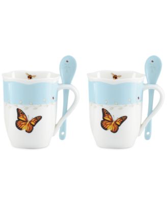 Lenox - Butterfly Meadow Mugs with Spoons, Set of 2