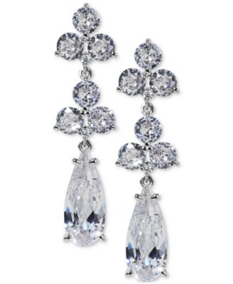 Eliot Danori - Silver-Tone Cubic Zirconia Linear Drop Earrings