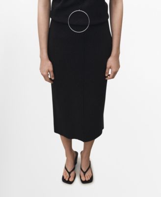 MANGO - Women's Wool-Blend Midi-Skirt