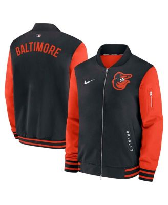 Nike - Men's Black/Orange Baltimore Orioles Authentic Collection Dugout Full-Zip Bomber Jacket
