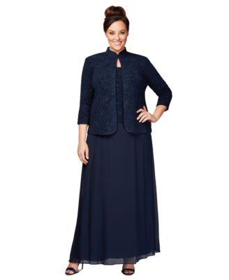 Alex Evenings - Plus Size Glitter Jacket & A-Line Dress